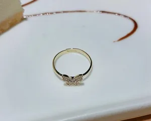 18K Gold Plated Adjustable Gold Butterfly Ring for Women thumbnail 3