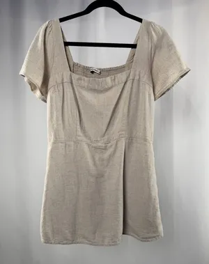Abercrombie & Fitch Square Neck Short Sleeve‎ Mini Dress Romper in Stone Size M thumbnail 1
