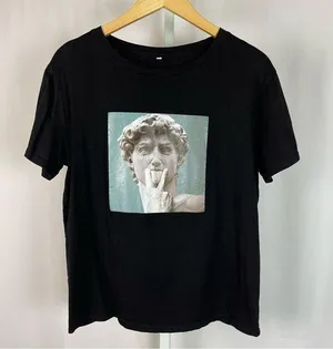 Shein Medium Printed Art EXPLICIT Graphic Tee Statue Humor Dirty Funny Joke thumbnail 1
