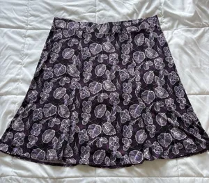 Vintage 90s Skirt Womens Large Black Purple Floral Stretch Feminine Dainty Fairy thumbnail 1