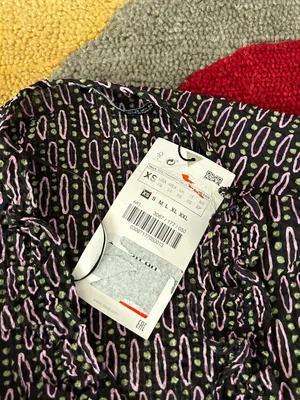 ZARA NWT Pattern Blouse Long Sleeve Shirt Top Tie Front Open Style Size XS thumbnail 3