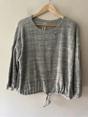 Anthropologie Women's Long Sleeve Drop Shoulder Cinched Hem Pullover Sweater thumbnail 2