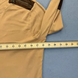 Lauren Ralph Lauren Tan Long Sleeve Shirt Zipper Shoulder Elbow‎ Patches XL thumbnail 3