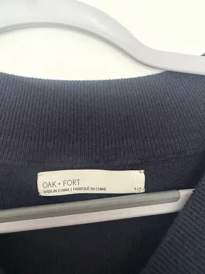 Oak + Fort Navy & cream Varsity Sweater thumbnail 2