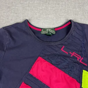 Lauren Ralph Lauren T-Shirt Womens L Blue Crew Neck Short Sleeve Colorblock thumbnail 6