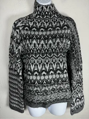 Steve Madden Indie Sweater Fair Isle Mock Neck Size Small thumbnail 3