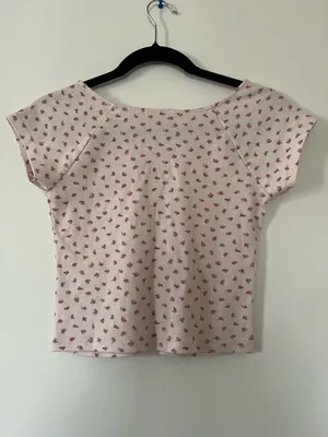 Pink Rose Coquette Pink Floral Baby Tee Womens Medium Balletcore Soft Girl Y2K Feminine thumbnail 5