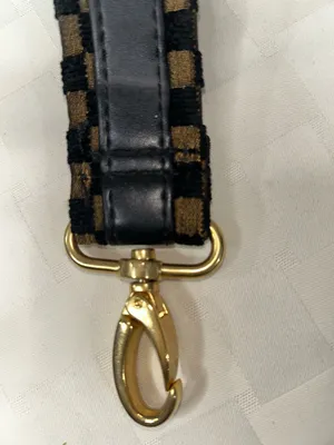Source Unknown Black and Gold Checkerboard Woven Bag Strap with Gold Hardware thumbnail 4