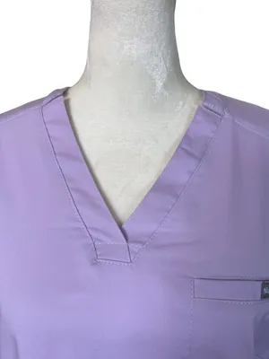 NiaaHinn women's lavender short sleeve v-neck pullover scrub top size medium thumbnail 4