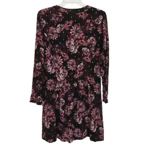 NWOT Womens Size 6 Garnet Hill Purple Floral Dropwaist Button-Up Crepe Dress thumbnail 3