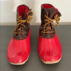 Sperry Women’s Waterproof Duck Boots Red Brown Leather‎ Fleece Lined Size 8 thumbnail 5