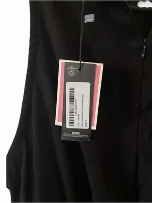 Black Cut Out Frill Hem Mini Dress Women's M NWT no belt thumbnail 3