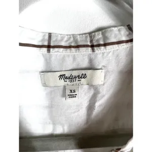 Madewell White Grid Sleeveless Tunic‎ Shirt Dress Women's size XS pockets thumbnail 4
