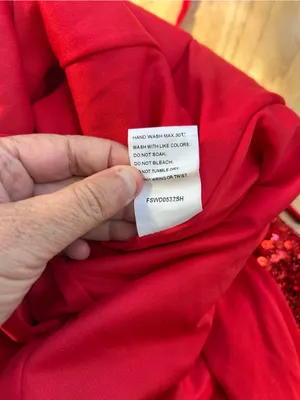FAERIESTY Red Sequin Maxi Dress V-Neck Backless High Slit Formal Prom Gown XS thumbnail 6