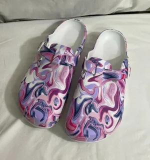 Marble Print Clogs Sandals Women's EU 41 Pink Purple White Slip On Comfort Shoes thumbnail 1