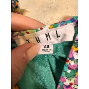THML Floral Smocked Waist V-Neck Mini‎ Dress Multicolor XS thumbnail 7