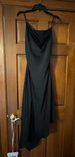 Forever 21 Black Satin Cowl Neck Slip Dress thumbnail 2