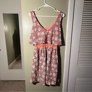 Persaya Women's Juniors Size XL Sun‎ Dress Pink Daisy Floral Lace Sleeveless thumbnail 5