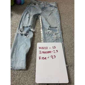 American Eagle Super High-Rise Ankle Straight Distressed Light Wash Jeans 0 S thumbnail 7