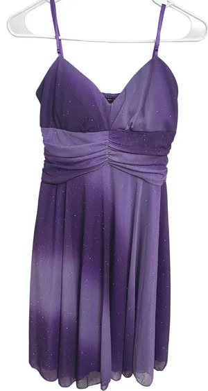 Vintage Y2K Ruby Rox Purple Ombre Glitter Dress Ruched Fairy Whimsigoth Size M thumbnail 1