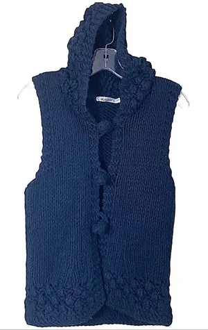 Mur Mur Black Crochet Hooded Sleeveless Vest Small thumbnail 1