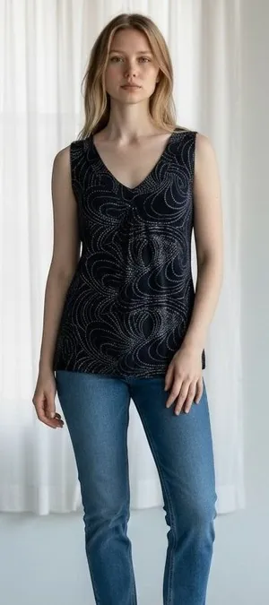 Express Glam Black & Silver Shimmer Sparkly Tunic Tank Stretch‎ Blouse -S NWT thumbnail 1