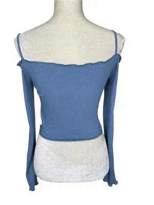 Dazy Cold Shoulder Ruched Front Crop Top Women’s Size S Lettuce Edges thumbnail 3