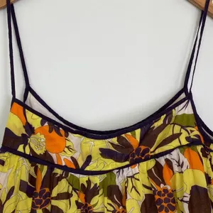 Milly New York Yellow Brown Floral Print Flowy Babydoll Cami Top Tank Womens 2 thumbnail 7