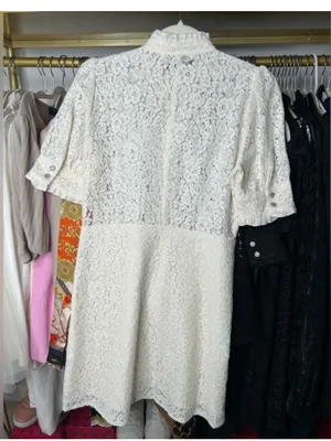 $110 Zara oyster white lace dress with jewel buttons M thumbnail 7