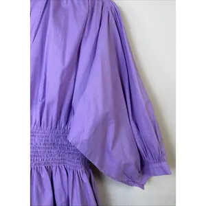 Pinch Mini Dress Womens Med Purple Pleated Puff Sleeve Boho Preppy smocked NWT thumbnail 4