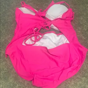 Vibrant Pink Cutout One-Piece Swimsuit thumbnail 2