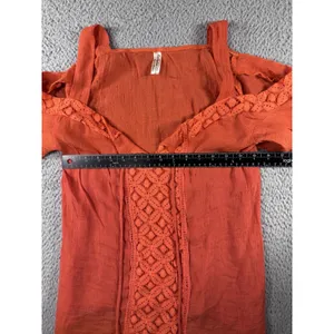 Women Large Cold Shoulder Top Cottagecore Peasant Romantic Coastal‎ Nautical Y2K thumbnail 3