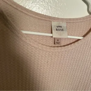 Knox Rose Womens Sz Medium Thermal Top Long Sleeve Light Pink Contrasting Floral thumbnail 11