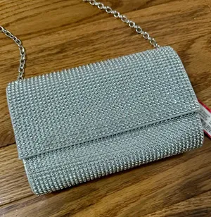 Kelly & Katie New Silver Rhinestone Crossbody Purse thumbnail 2