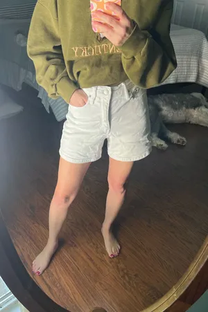 Calvin Klein White High-Rise Denim Shorts thumbnail 1