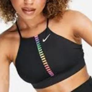 Nike Dri-FIT Indy Rainbow‎ Ladder Sports Bra Women's Small Black Athletic Yoga thumbnail 2