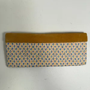 Anthropologie Georgia Penil Pouch Envelope Clutch Mustard Yellow Suede Boho Bag thumbnail 4
