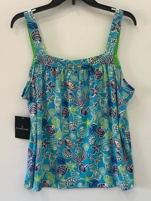 Cuddl Duds Pajama Set Cozy 2pc Tank Top Shorts NEW Blue Seashells XL thumbnail 4