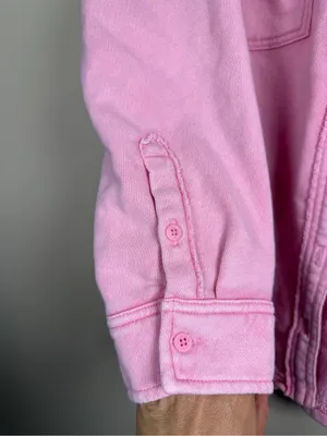 Aerie Lumber Jane Pink Terry Cloth Cotton Button Up Shacket - Size S thumbnail 6