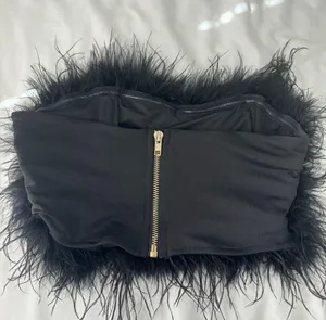 - The Night Is Ours Feather Crop Top thumbnail 5