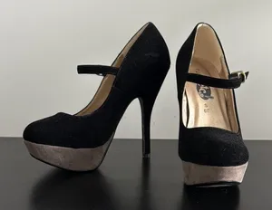 Rue21 Black and Gray/Tan‎ Platform Heels Sz SM thumbnail 1