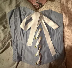 Blue gold and white corset top thumbnail 1