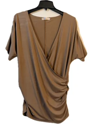 Respi Ronics Women's Draped Surplice Top – Taupe Brown Size L (b10) thumbnail 1