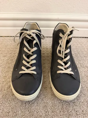 ECCO Navy Blue Soft 7 Leather High Top Side-Zip Fashion Sneakers Size 39 / 8.5 thumbnail 2