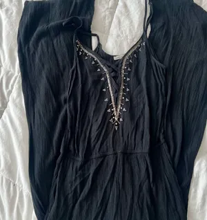 American Eagle Outfitters Black Sleeveless Sequin Jumpsuit thumbnail 1