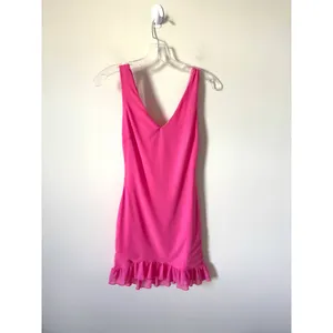 Hello Molly Tie Back Open Back Ruffle Mini Dress Pink Size Small thumbnail 3