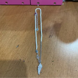 Juicy Couture Pam Gela Pearl and Silver Angel Wing Charm Necklace thumbnail 3