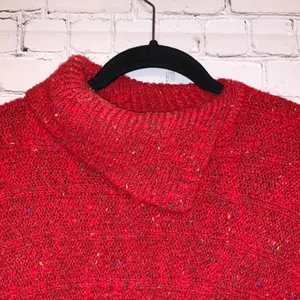 Vintage Red Confetti Wool‎ Blend Sweater Large Chunky Knit Cozy Cottagecore thumbnail 6