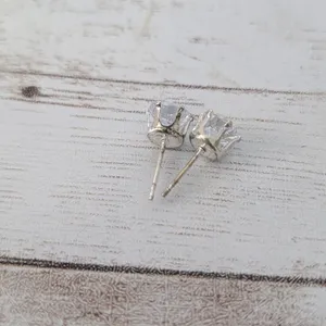 Clear Gem Stud Earrings 0.25" thumbnail 5