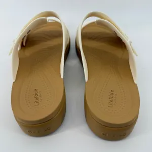 Crocs Brooklyn Buckle Low Wedge Sandal White Tan Women 6 Slip On Flip Flop New thumbnail 5